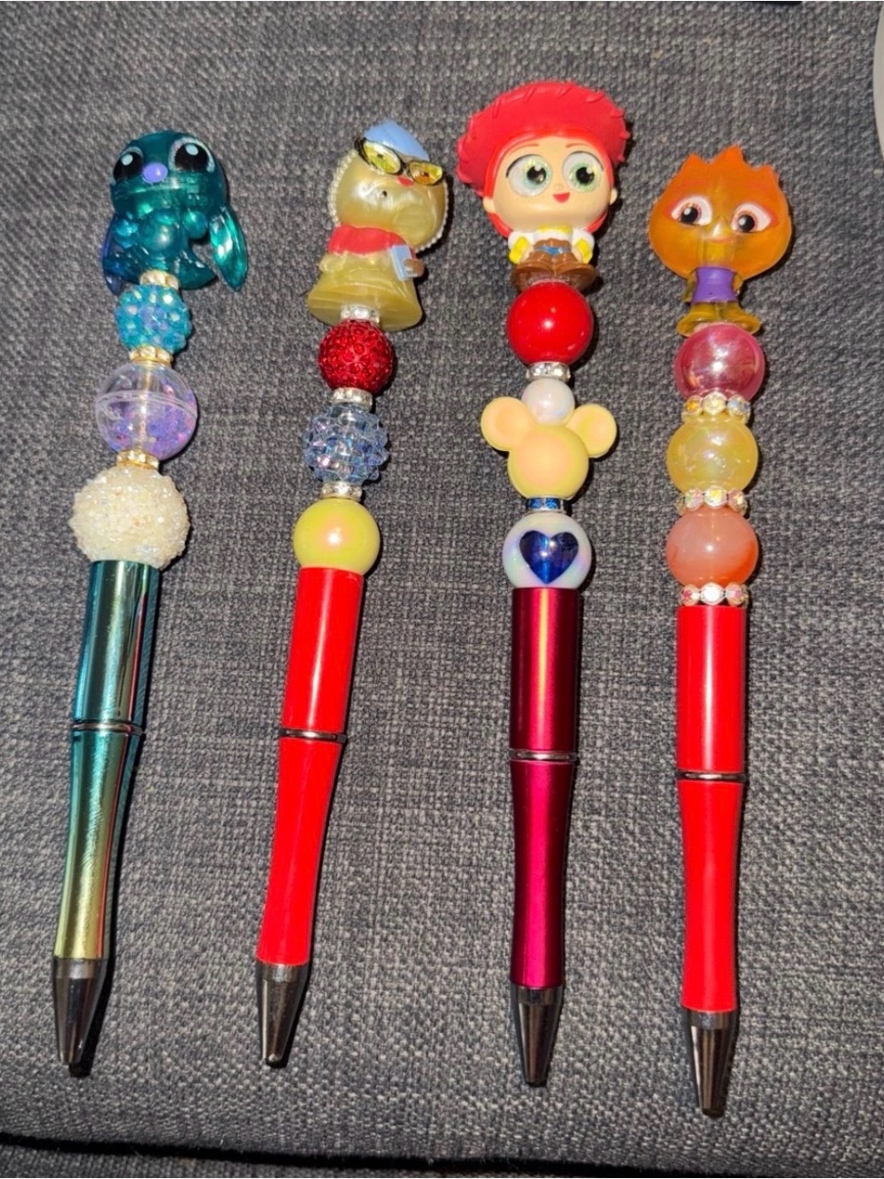 Kids Decorative Red and Multicolor Character Ballpoint Pens - Set of 4